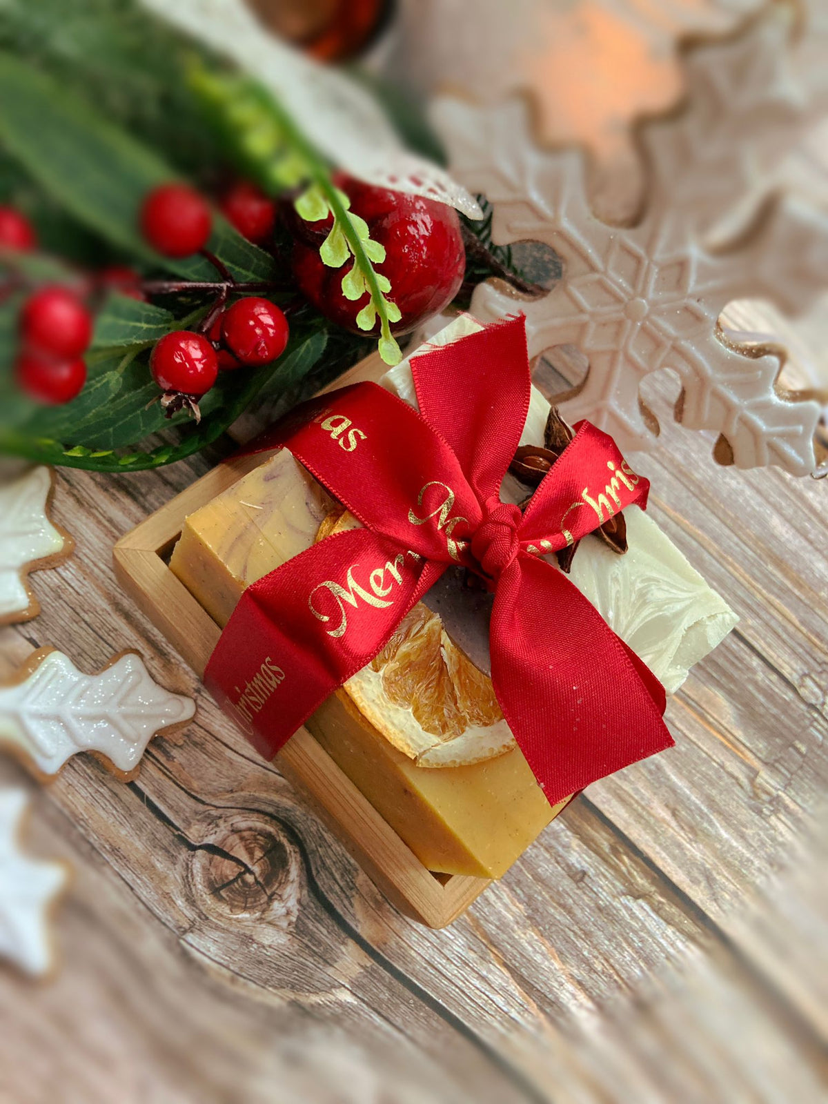 Handmade Christmas Soap Selection Gift with Soap Rack - Mad About Nature