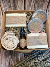 Facial Care Box with Handmade Soap, Himalayan Salt Bar, Organic Face Towel, Argan Facial Oil, Face Mask & Cream.