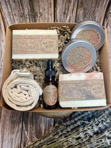Facial Care Box with Handmade Soap, Himalayan Salt Bar, Organic Face Towel, Argan Facial Oil, Face Mask & Cream.