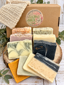 Assorted handmade soap offcuts from Madaboutnature, showcasing colorful, textured soap pieces perfect for eco-friendly skincare.