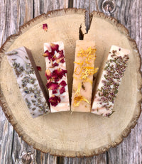 Natural Soap Gift Box of 4 Beautiful Handmade Soaps with Botanical Decoration