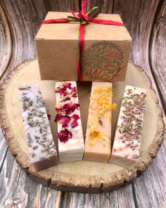 Natural Soap Gift Box of 4 Beautiful Handmade Soaps with Botanical Decoration - Mad About Nature