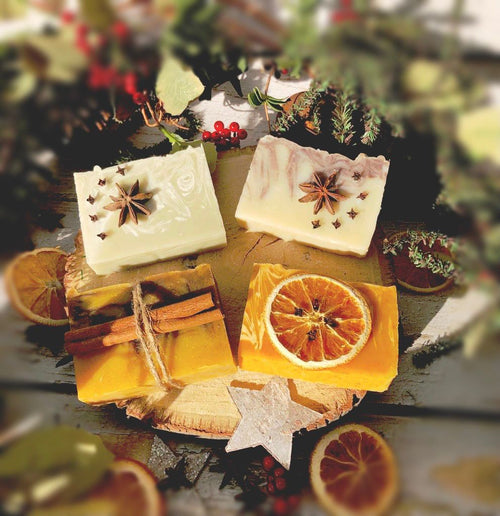 Handmade Luxury Christmas Four Soap Selection Gift Box. All natural, vegan & vegetarian friendly. - Mad About Nature