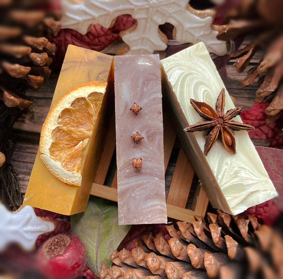 Handmade Christmas Soap Selection Gift with Soap Rack