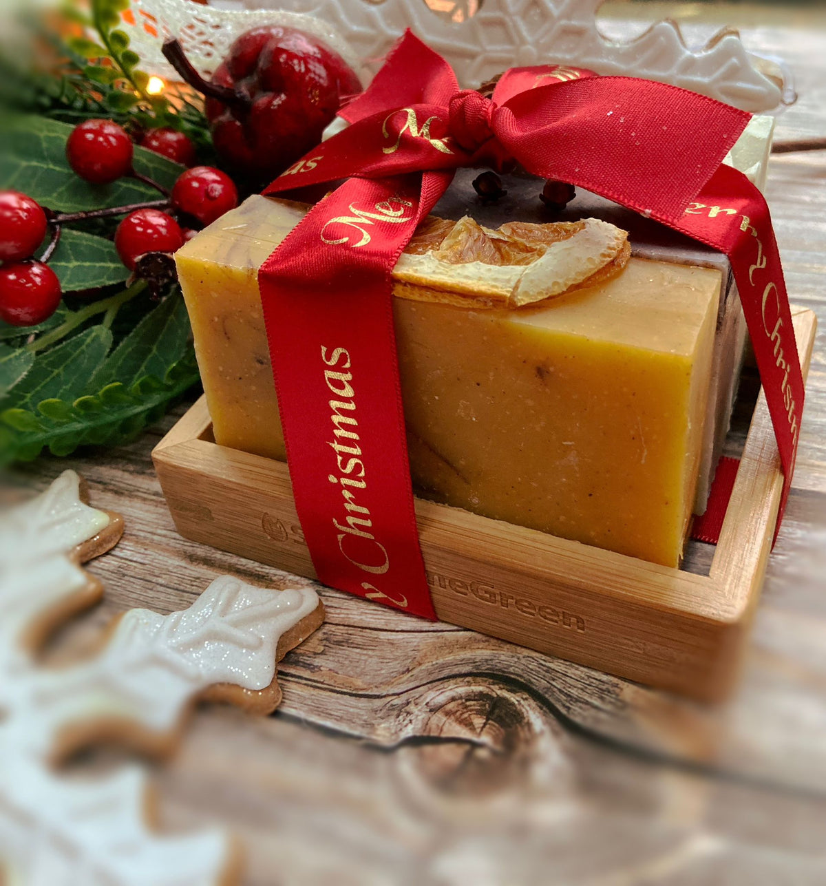 Handmade Christmas Soap Selection Gift with Soap Rack