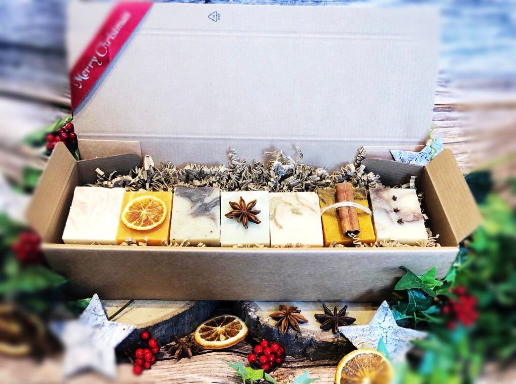 Handmade Luxury Christmas Soap Selection Gift Box. All natural, vegan & vegetarian friendly.