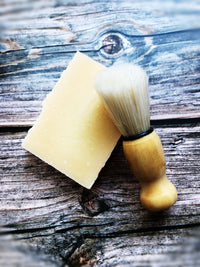 All Natural 'Shave Shower Shampoo' soap bar with shaving brush