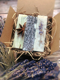 Gift Box of 3 Full Size Decorated Natural Soap Bars (Wholesale)