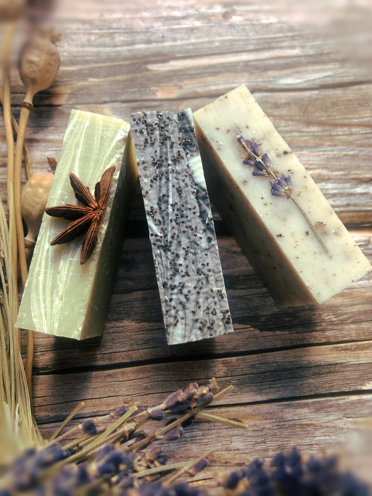 Gift Box of 3 Full Size Decorated Natural Soap Bars