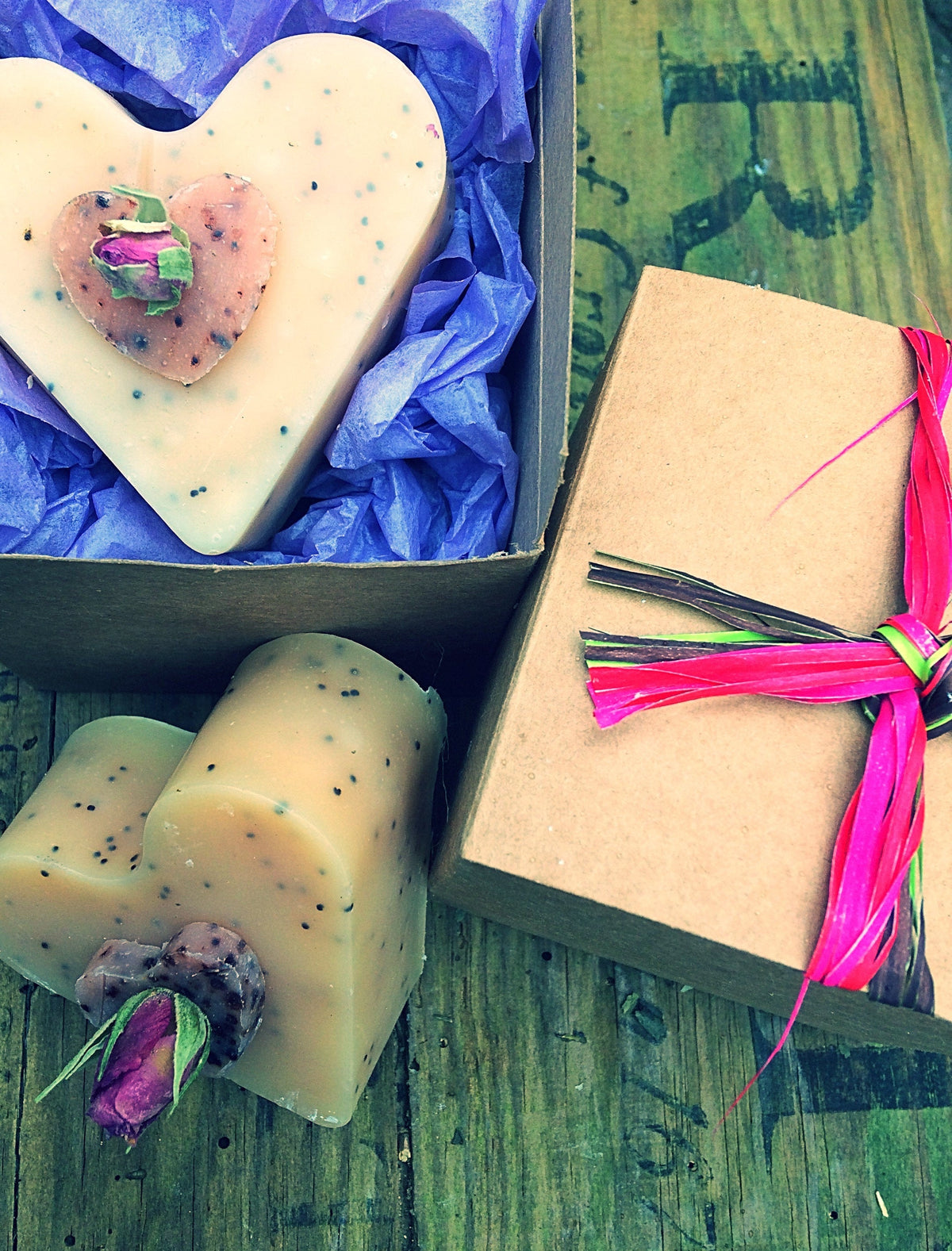 Decorated Heart Soap Gift Box 50g - Handmade All Natural