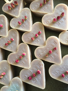 25 Personalised luxury handmade heart soap wedding favours. Baby shower, bridal shower, gifts, gifts for guests. - Mad About Nature