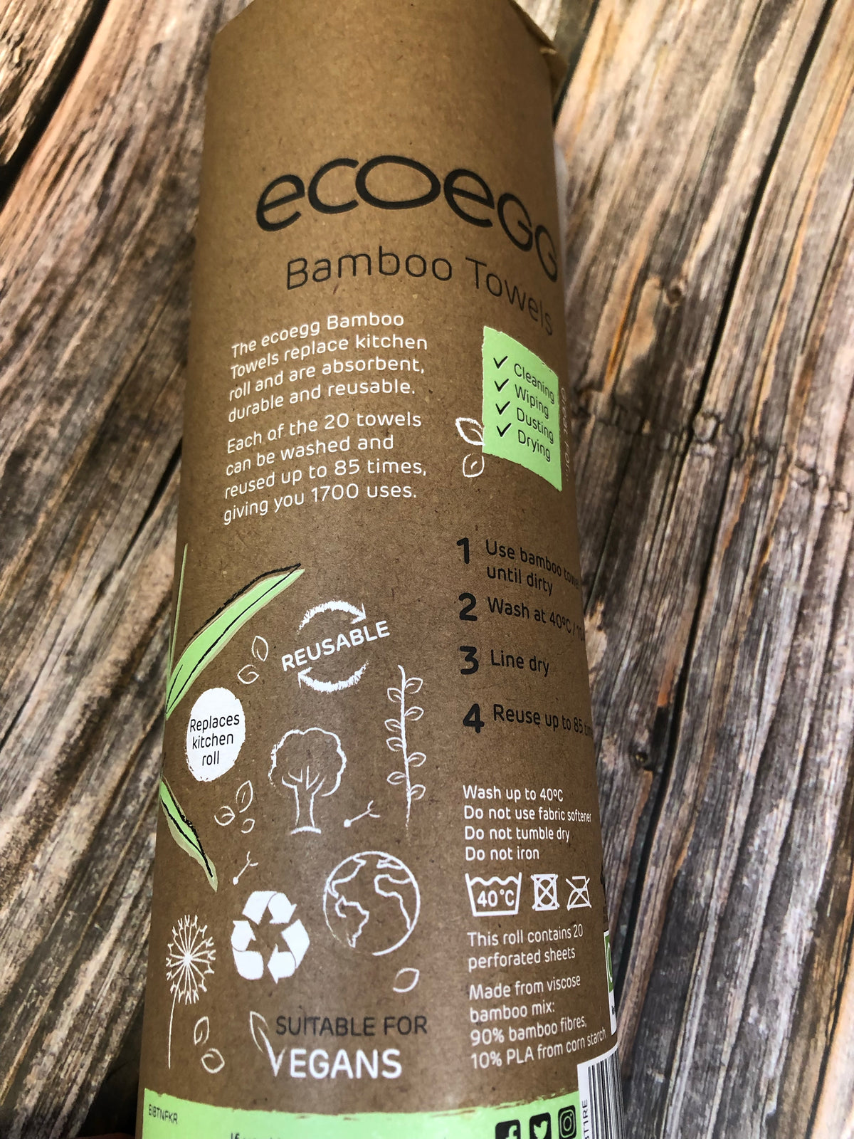 Bamboo Kitchen Towels (20 reusable Sheets - 1700 uses)