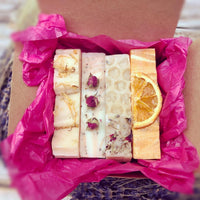 Handmade Soap Gift Box - 4 Large Beautifully Decorated Soaps. Vegan option available.